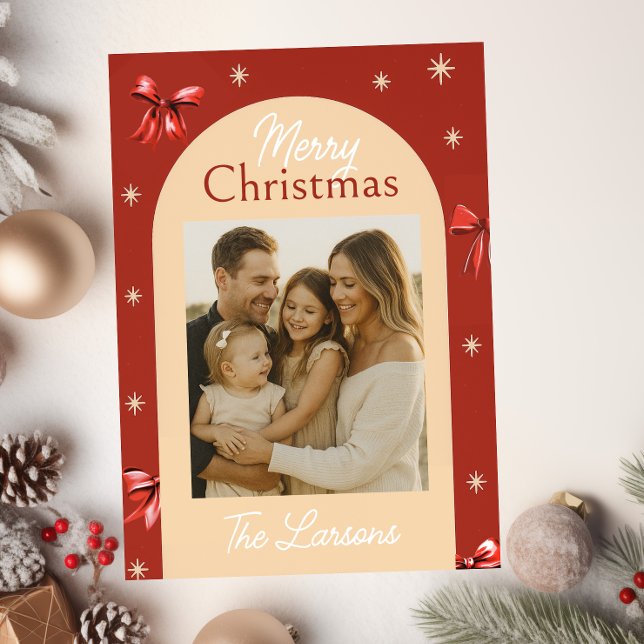 Cartes Pour Fêtes Annuelles Trendy Red Bow Arch Christmas Card (Créateur téléchargé)