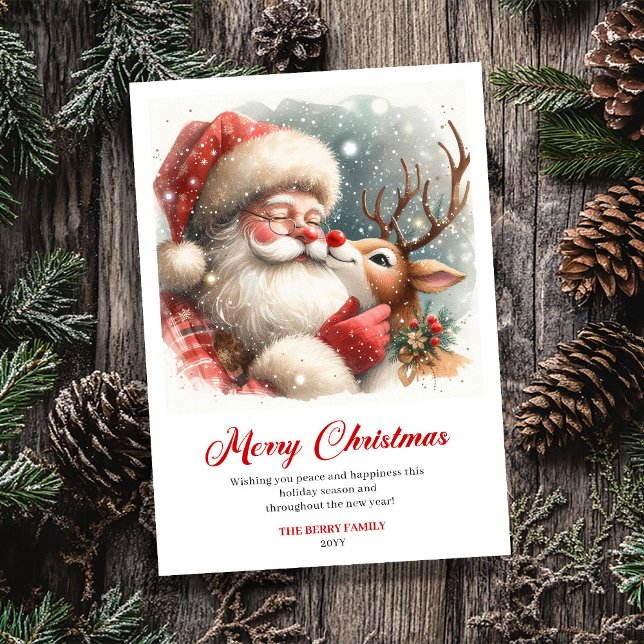 Cartes Pour Fêtes Annuelles Trendy Rudolph Santa Claus Whimsical Christmas  (Trendy Rudolph Santa Claus Whimsical Christmas Greeting Card)