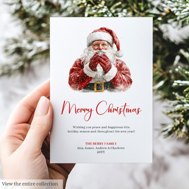 Cartes Pour Fêtes Annuelles Trendy Santa Claus Modern Christmas Greeting Card (Trendy Santa Claus Modern Christmas Greeting Card)