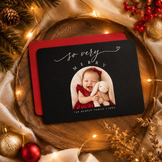 Cartes Pour Fêtes Annuelles Très joyeuse photo de bébé à l'arche noire de Noël