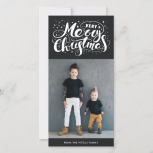 Cartes Pour Fêtes Annuelles Très Joyeuse photo de Noël Noir muet