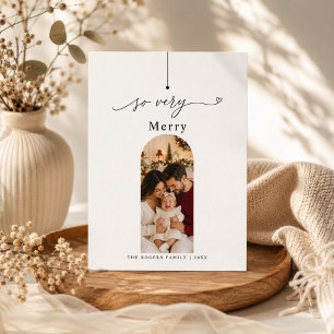 Cartes Pour Fêtes Annuelles Très Joyeux Élégant Écriture Arc Photo Noël