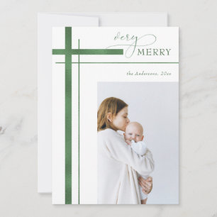 Cartes Pour Fêtes Annuelles Très Joyeux Faux Foil Une photo Noël Religieux