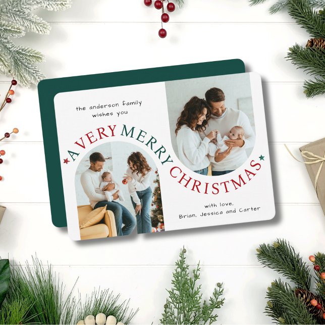 Cartes Pour Fêtes Annuelles Très Joyeux Noël Arc Moderne Photo (Créateur téléchargé)