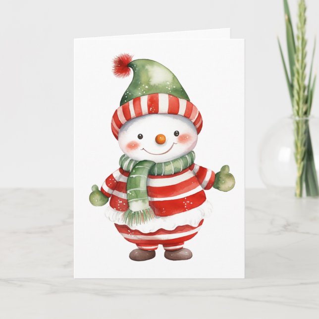 Cartes Pour Fêtes Annuelles Très Joyeux Noël Bonhomme de Neige COLLECTION (Devant)