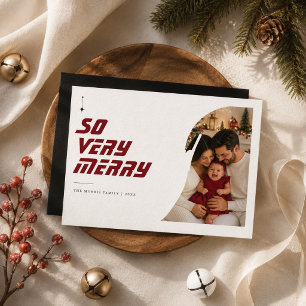 Cartes Pour Fêtes Annuelles Très Joyeux Noël Courbé Photo Famille Noël