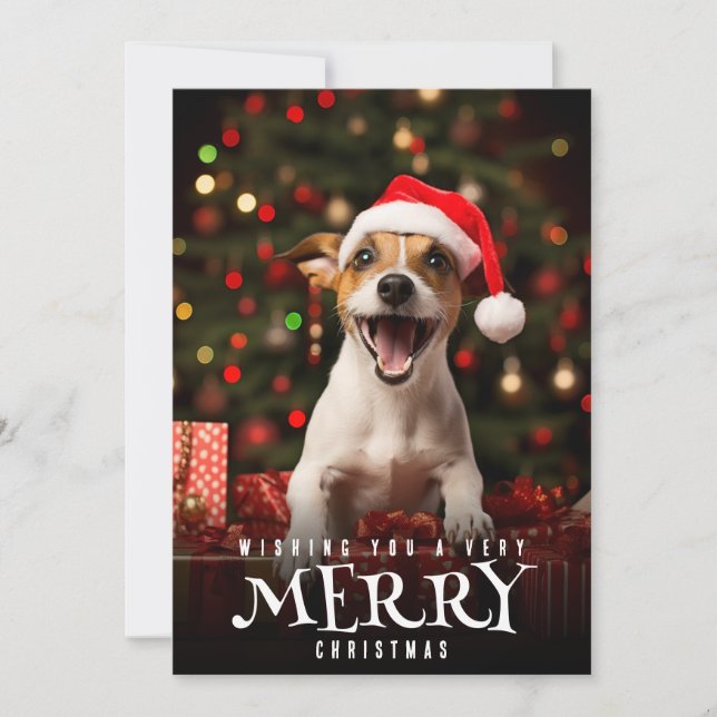 Cartes Pour Fêtes Annuelles Très Joyeux Noël Jack Russel Terrier Chien (Devant)