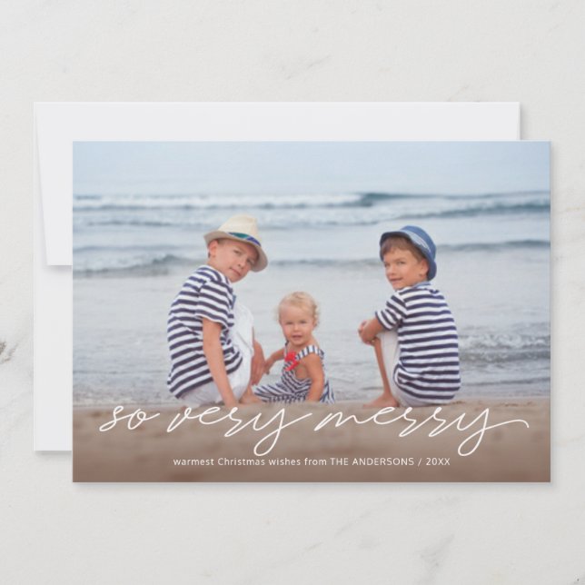 Cartes Pour Fêtes Annuelles Très Joyeux Noël manuscrit Script photo (Devant)