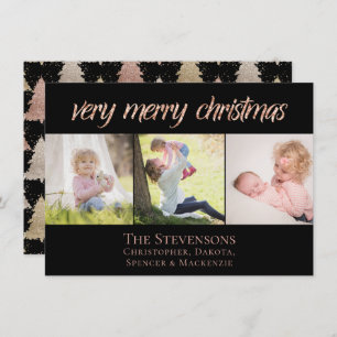 Cartes Pour Fêtes Annuelles Très Joyeux Noël Photo moderne Rose Gold Chic