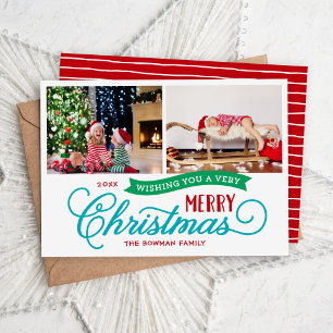 Cartes Pour Fêtes Annuelles Très Joyeux Noël Script 2 Photo