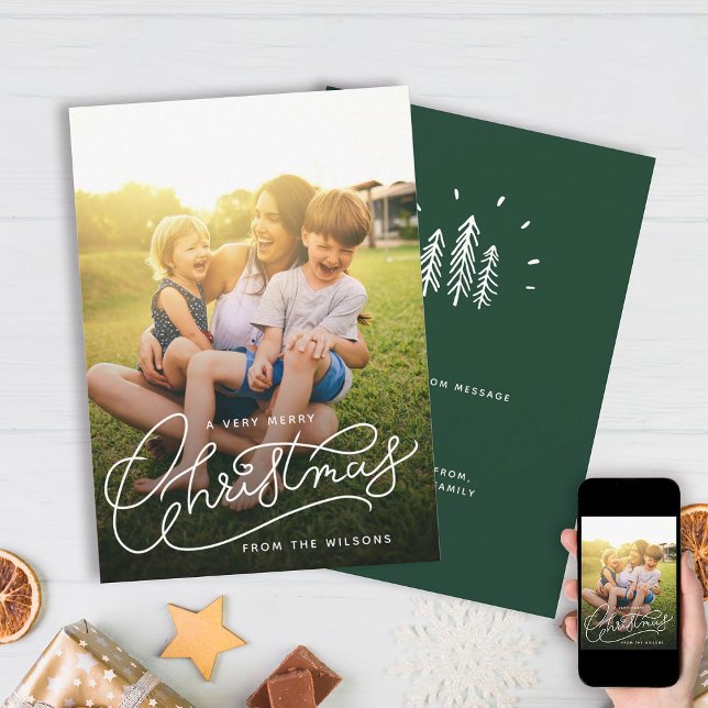 Cartes Pour Fêtes Annuelles Très Joyeux Noël Simple Mignonne Photo Famille (Modern Minimalist Christmas magic for the whole crew! 🎄👨‍👩‍👧‍👦 #FestiveFamily #ChristmasStyle)