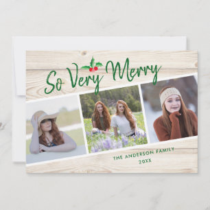Cartes Pour Fêtes Annuelles Très Joyeux   Rustic 3 Photo Noël