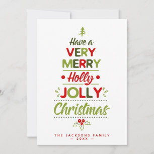 Cartes Pour Fêtes Annuelles Très joyeux sapin de Noël Holly Jolly avec nom per