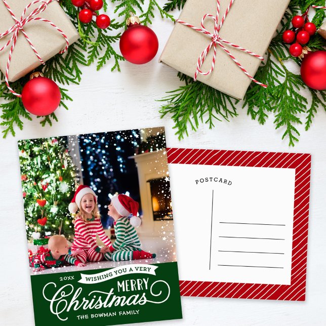 Cartes Pour Fêtes Annuelles Très Joyeux script de Noël photo (Créateur téléchargé)