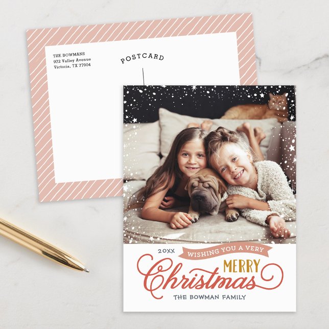 Cartes Pour Fêtes Annuelles Très Joyeux script de Noël photo (Créateur téléchargé)