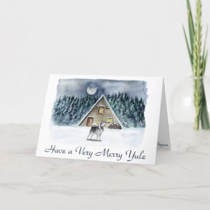 Cartes Pour Fêtes Annuelles Très Joyeux Yule Winter Solstice Farm Wolf