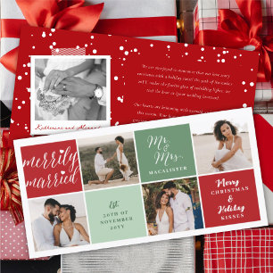 Cartes Pour Fêtes Annuelles Très Merrily Marié Mr & Mrs Mariage Photo Moderne