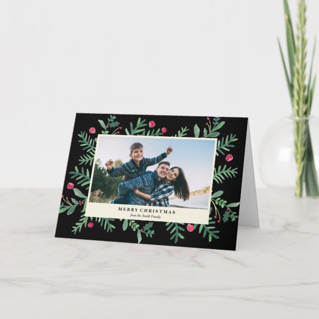 Cartes Pour Fêtes Annuelles Très Noël de l'aquarelle | de Joyeux Noël de baie (Devant)