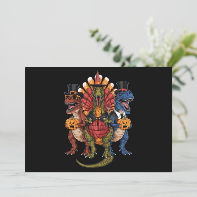 Cartes Pour Fêtes Annuelles TRexgiving T-Rex Bonne Action de grâce Dinosaures  (Debout devant)