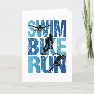 Cartes Pour Fêtes Annuelles Triathlon - Course à vélo de natation