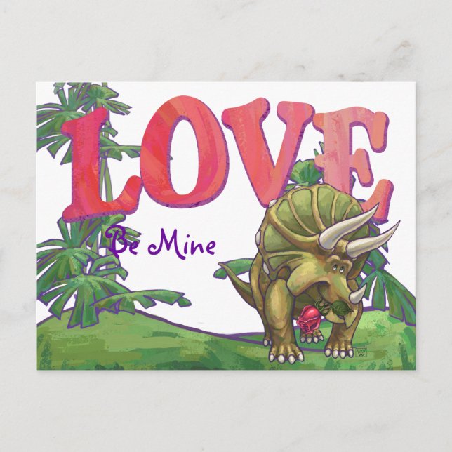 Cartes Pour Fêtes Annuelles Tricératops amoureux Saint Valentin (Devant)