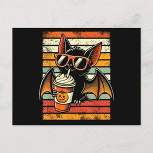 Cartes Pour Fêtes Annuelles Trick or Treat Cute Bat Hipster Latte Funny Hallow
