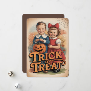 Cartes Pour Fêtes Annuelles "Trick or Treat" Vintage pour enfants Halloween