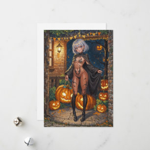 Cartes Pour Fêtes Annuelles Trick or Treater, courageuse fille en costume d'Ha