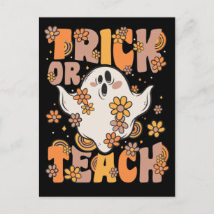 Cartes Pour Fêtes Annuelles Trick Ou Enseigner Le Fantôme Super Avec Fleurs Vi