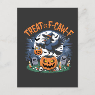 Cartes Pour Fêtes Annuelles Trick ou F-Caw-f Funny Crow Halloween Éffrayant