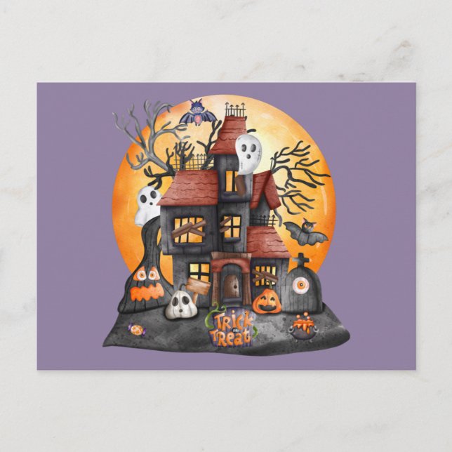 Cartes Pour Fêtes Annuelles Trick ou traitement Halloween Haunween Haunted Hou (Devant)