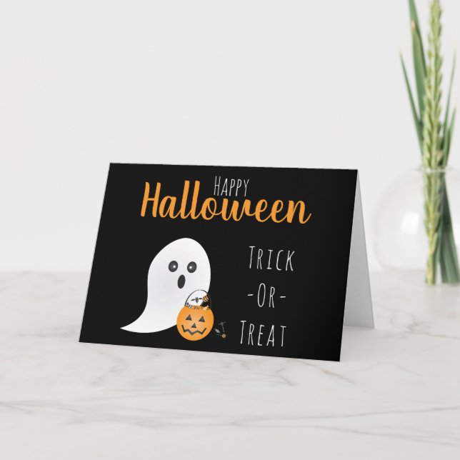 Cartes Pour Fêtes Annuelles Trick Ou Traiter Happy Halloween Ghost Éffrayant (Devant)
