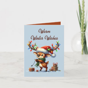 Cartes Pour Fêtes Annuelles Tricot de Noël festif rennes ajouter le message