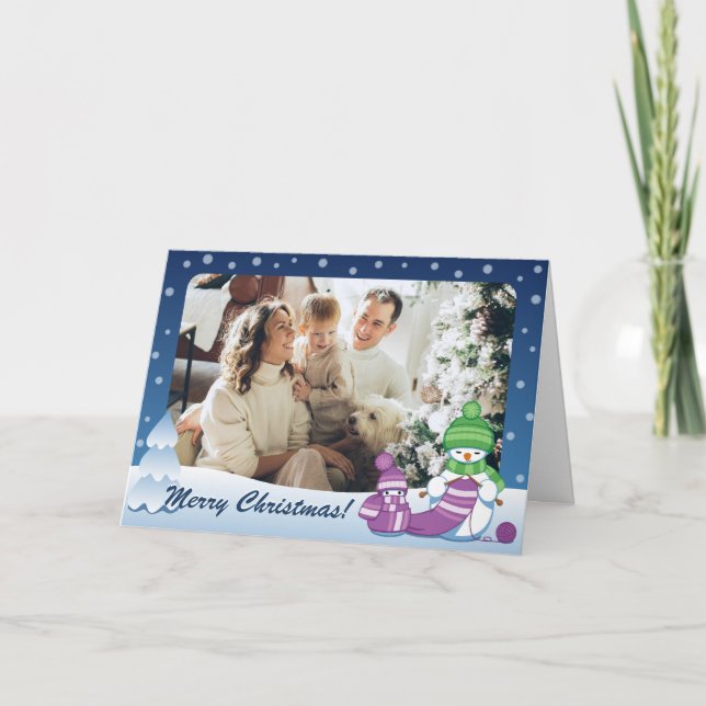 Cartes Pour Fêtes Annuelles Tricot Snowman Crafty Photo (Devant)
