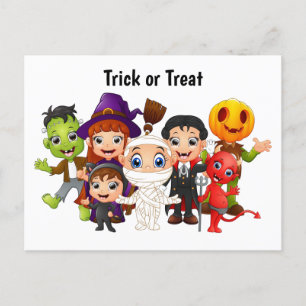 Cartes Pour Fêtes Annuelles Tricoter ou traiter les enfants d'Halloween