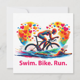 Cartes Pour Fêtes Annuelles Tricôton de la Saint-Valentin, Nage Vélo Course