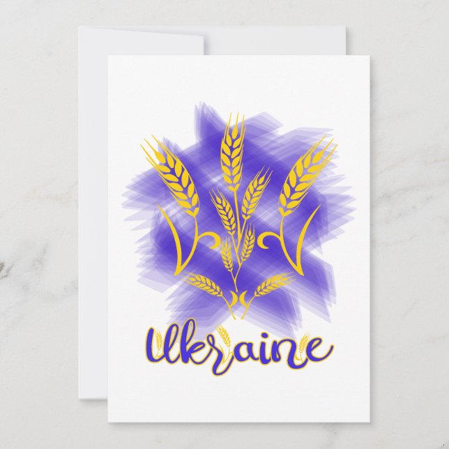 Cartes Pour Fêtes Annuelles Trident ukrainien fait d'oreille de blé (Devant)