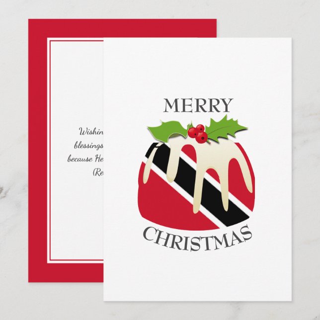 Cartes Pour Fêtes Annuelles TRINIDAD FLAG | Pudding de Noël | Festif (Devant / Derrière)