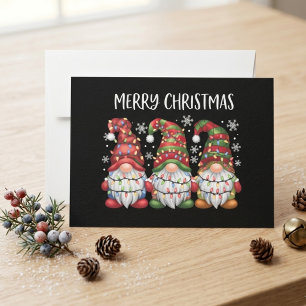 Cartes Pour Fêtes Annuelles Trio de gnomes de Noël à carreaux de Buffalo avec