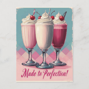 Cartes Pour Fêtes Annuelles Trio rétro Milkshake avec cerises et crème