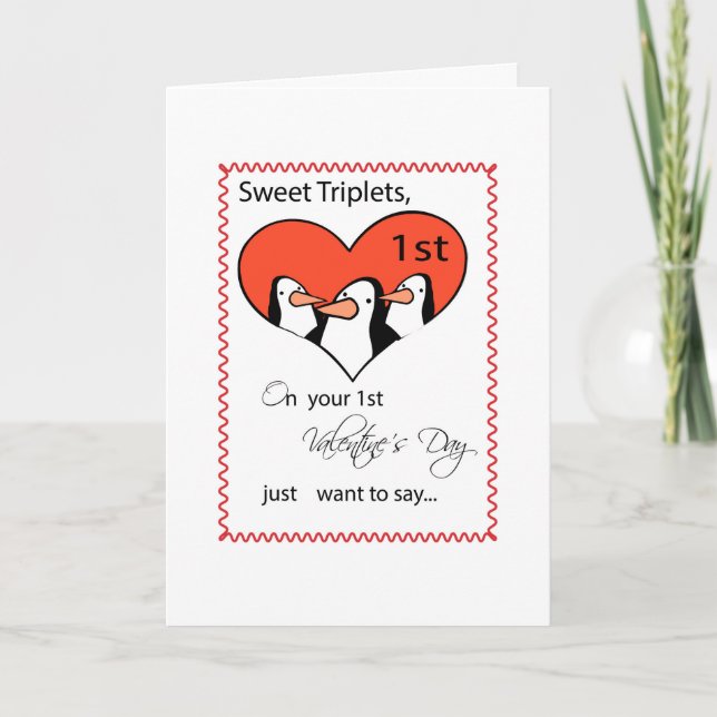 Cartes Pour Fêtes Annuelles Triplets 1st Valentin (Devant)