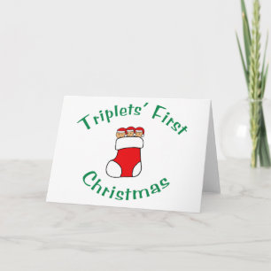 Cartes Pour Fêtes Annuelles Triplets Premier Noël - Chaussette (sans date)
