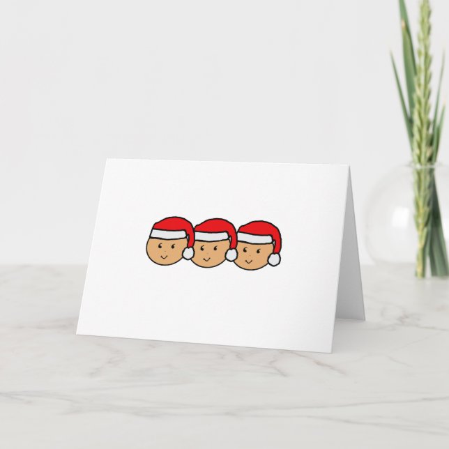 Cartes Pour Fêtes Annuelles Triplets Santa Hat Graphic (Devant)