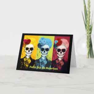 Cartes Pour Fêtes Annuelles Triptyque de Dia de Muertos Calavera Catrina