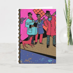 Cartes Pour Fêtes Annuelles Trois Chanteurs & un Chien