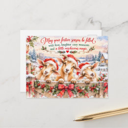 Cartes Pour Fêtes Annuelles Trois chèvres de Noël espiègles – Aquarelle festiv