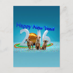 Cartes Pour Fêtes Annuelles Trois Chiens mignons qui souhaitent une bonne anné