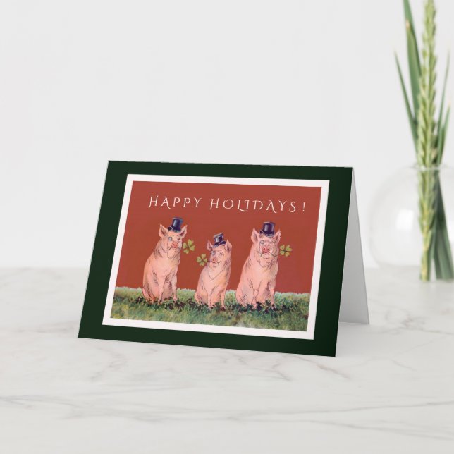 Cartes Pour Fêtes Annuelles Trois Cochons Adorables Vous Souhaitent De Joyeuse (Devant)