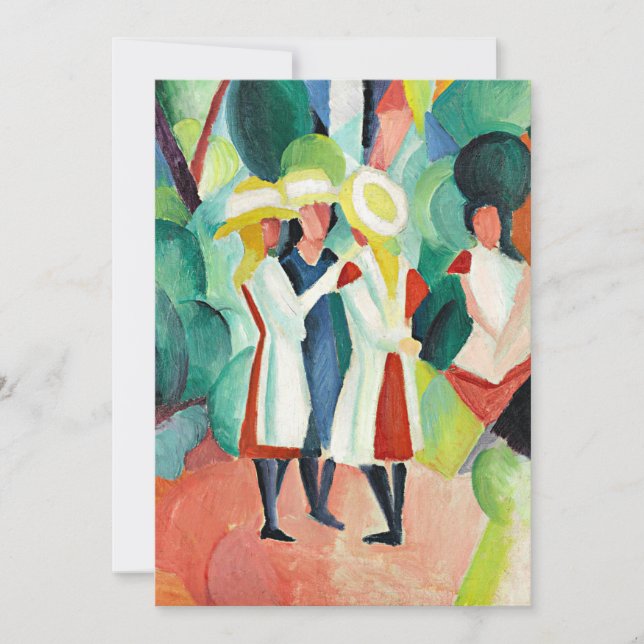 Cartes Pour Fêtes Annuelles Trois filles en Casquettes de paille jaune (Devant)