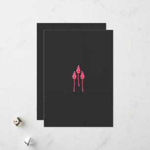Cartes Pour Fêtes Annuelles Trois fleurs roses avec un arrière - plan noir